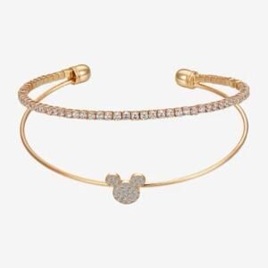 Micky Is Forever Disney Bracelet Mickey Mouse Gold Tone Cuff
